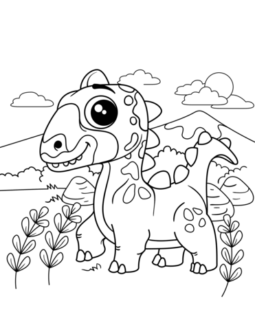 Cute Dinosaur From Misc. Dinosaurs Coloring Page